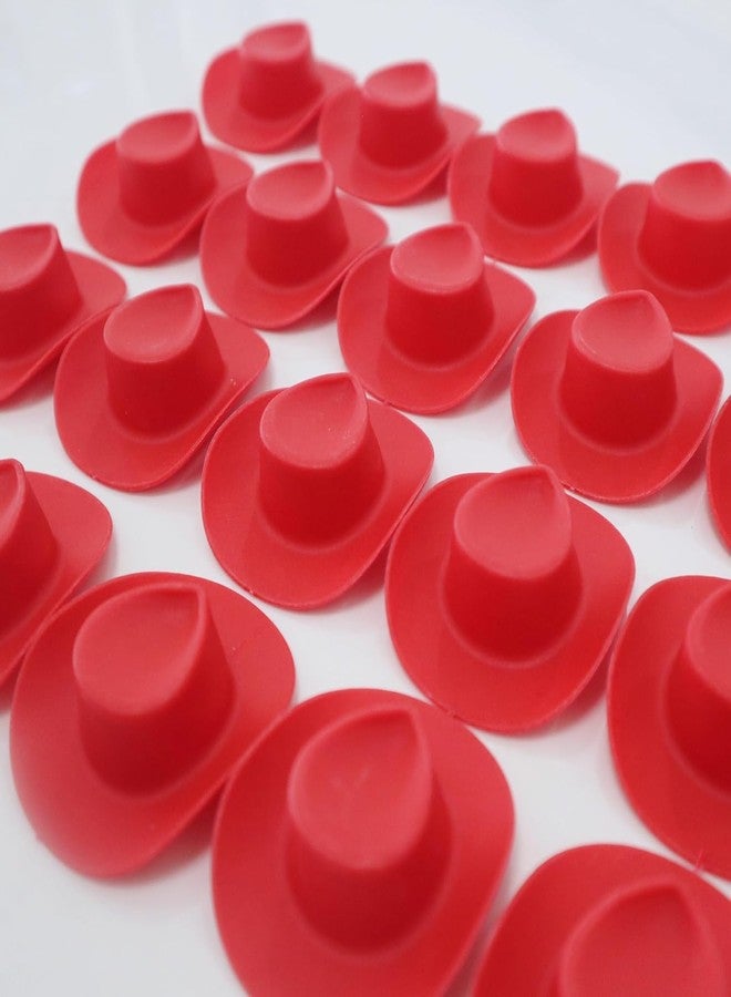 Phinicco Red Mini Western Cowboy Hat Cowgirl Hat for Crafts 50 pcs Miniature Cute Doll Hat Cowgirl Hat for Dollhouse, Party, Drinks, Cakes Decor - Image 2