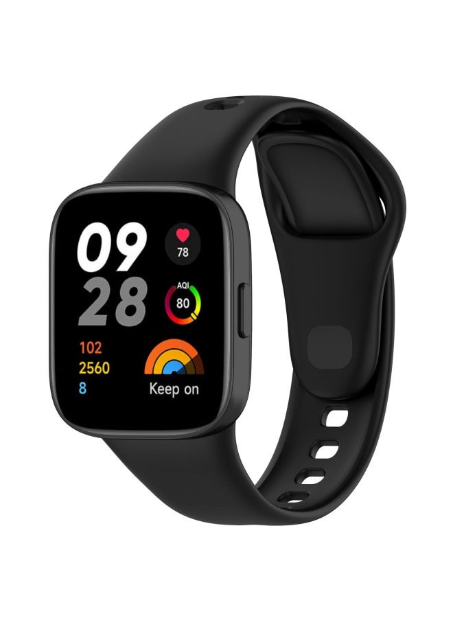 Red Rice Watch 3 Strap Redmi Watch3 حزام معصم رسمي من السيليكون أحادي اللون - اللون: أسود - Image 1