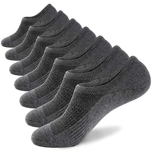 WANDER No Show Socks Mens 7 Pack Cotton Thin Non Slip Low Cut Men Invisible Sock(Sock Size:9-11, 7 dark grey) - Image 1