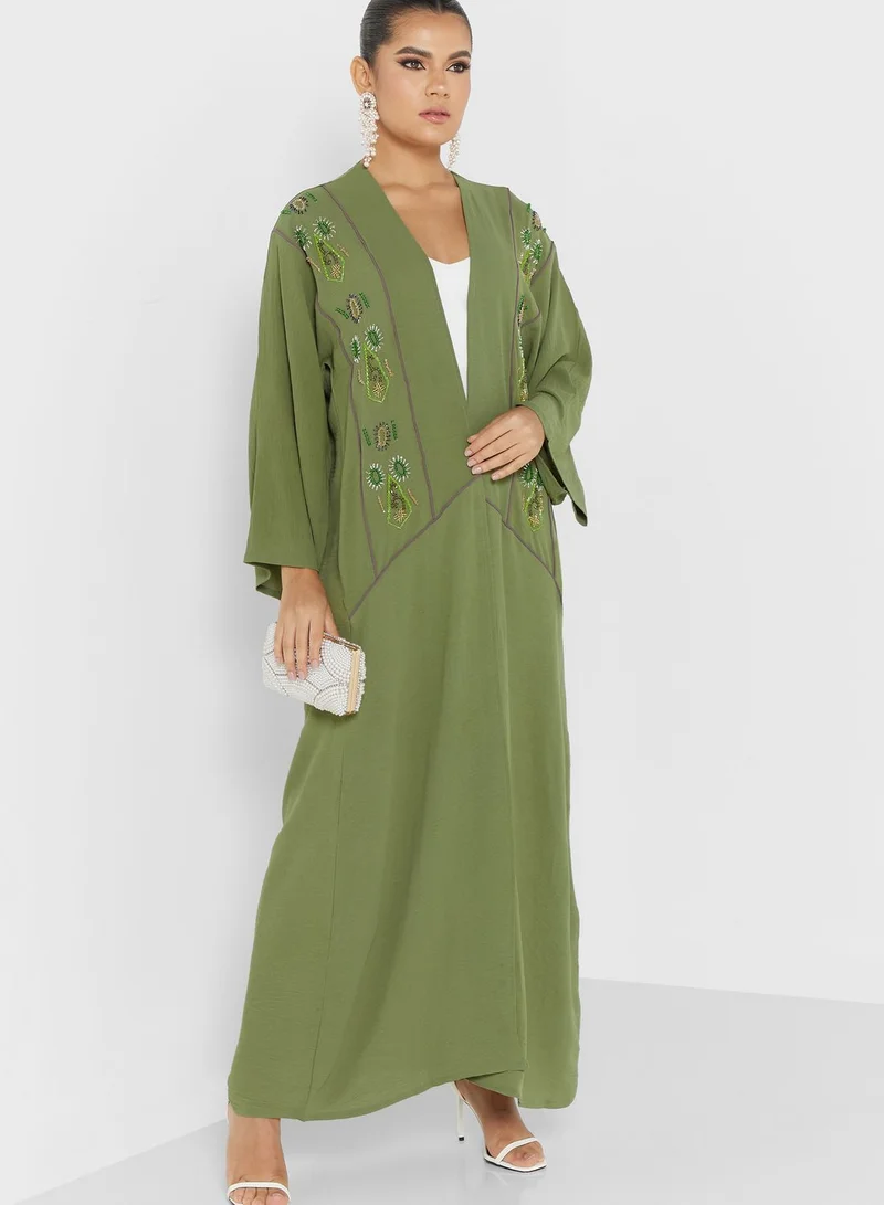 hayas closet Embellished Patterned Abaya
