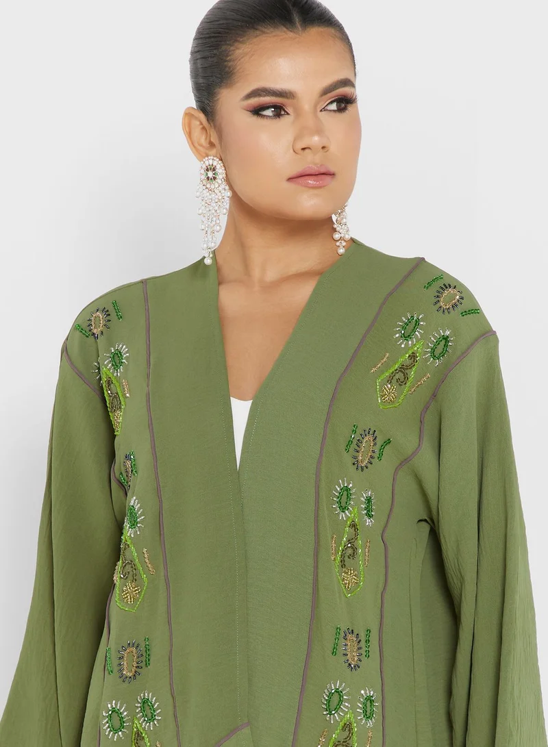 hayas closet Embellished Patterned Abaya