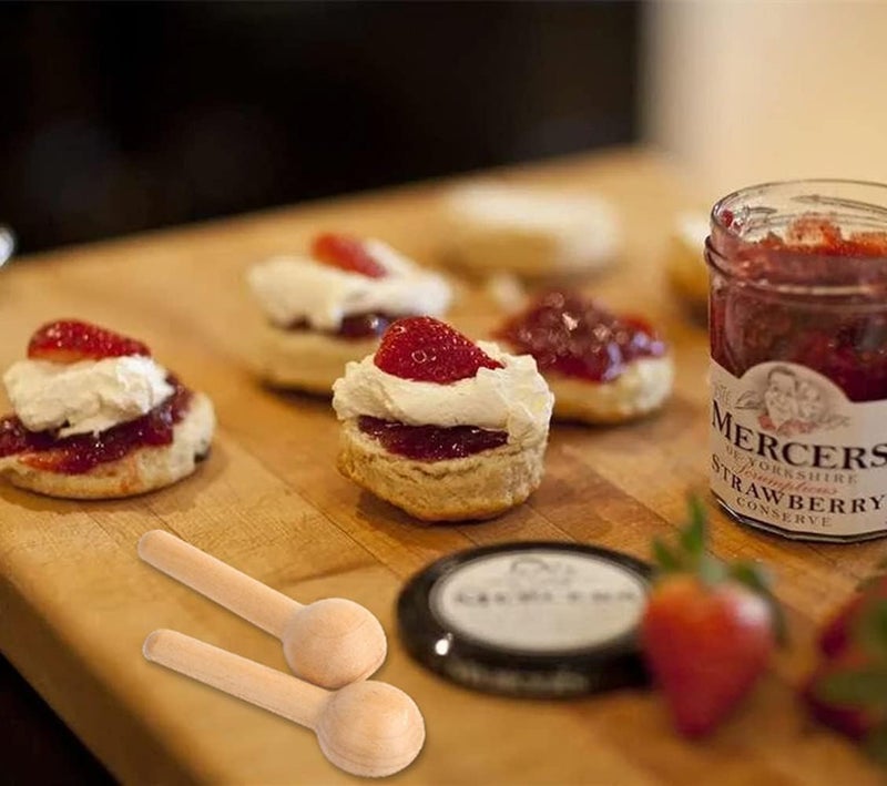 Tebery 60PCS Mini Wooden Spoons Small Bath Salt Spoon Candy Spoon Baby Spoon for Spice Jars Seasoning Honey Coffee - Image 5