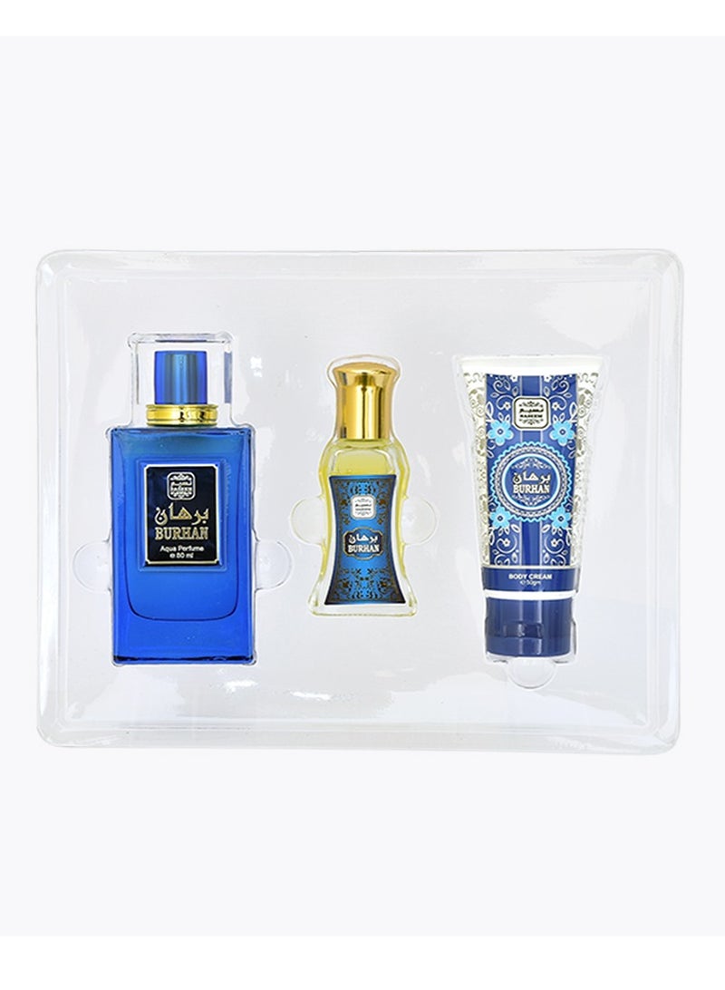 Naseem Burhan Luxury Gift Set Perfume Collection for Men - Eau De Parfum, Roll-On & Body Cream - Image 2