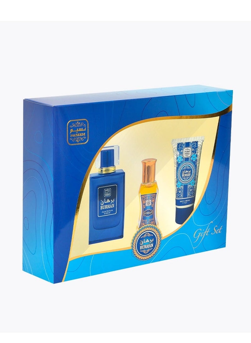Naseem Burhan Luxury Gift Set 3pcs - (Eau De Parfum, Roll-On & Body Cream) - Image 1