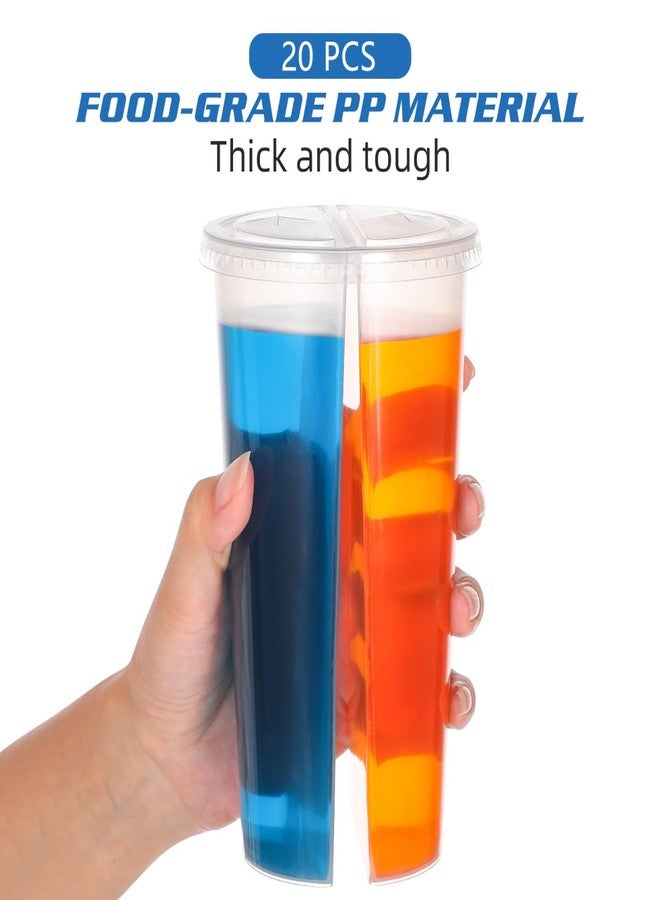 VICASKY Heart Shaped Cups Heart Shaped Cups with Lids Plastic, 20pcs Clear Tea Disposable Smoothie Coffee Mug Disposable Plastic Round Shape Double Thicken Couple Sharing - Image 2