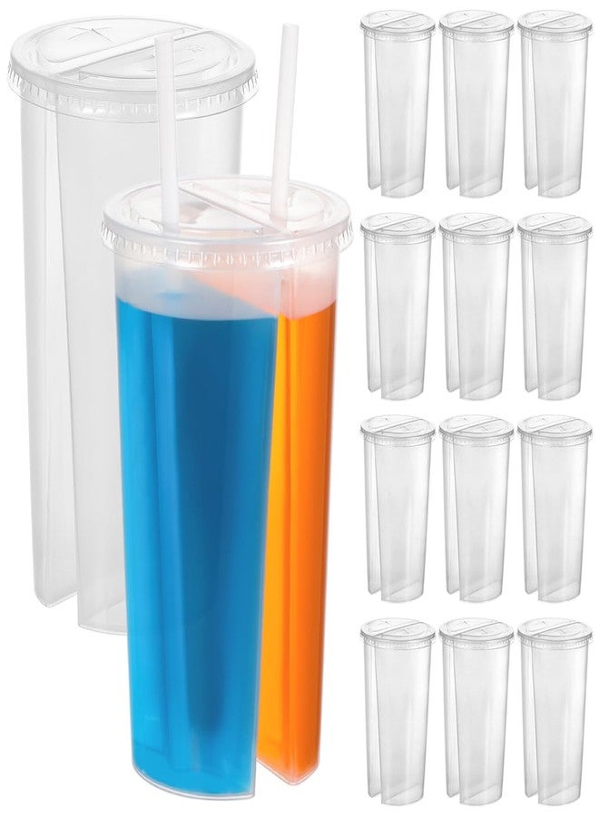 VICASKY Heart Shaped Cups Heart Shaped Cups with Lids Plastic, 20pcs Clear Tea Disposable Smoothie Coffee Mug Disposable Plastic Round Shape Double Thicken Couple Sharing - Image 1