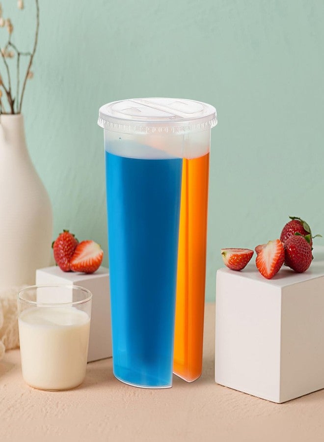 VICASKY Heart Shaped Cups Heart Shaped Cups with Lids Plastic, 20pcs Clear Tea Disposable Smoothie Coffee Mug Disposable Plastic Round Shape Double Thicken Couple Sharing - Image 3