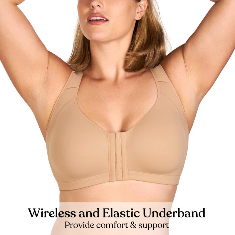HSIA Posture Bras for Women - Front Closure Bra for Women No Underwire Back Support Plus Size Full Coverage Bra - Image 4