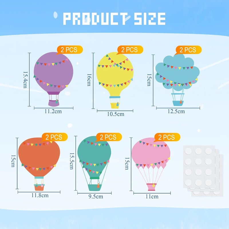 Containlol 23 Pcs Hot Air Balloons Bulletin Board Cutouts Set Clouds Accents and Sun Colorful Large Bulletin Board Cutouts Classroom Decor Supplies - Image 2