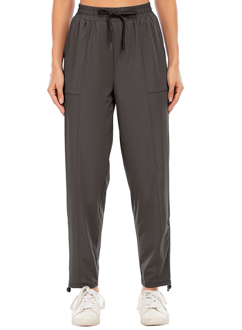 Loquat Charcoal grey loose yoga running pants small leg drawstring high waist stretch tight waist fitness pants lady  - Image 1