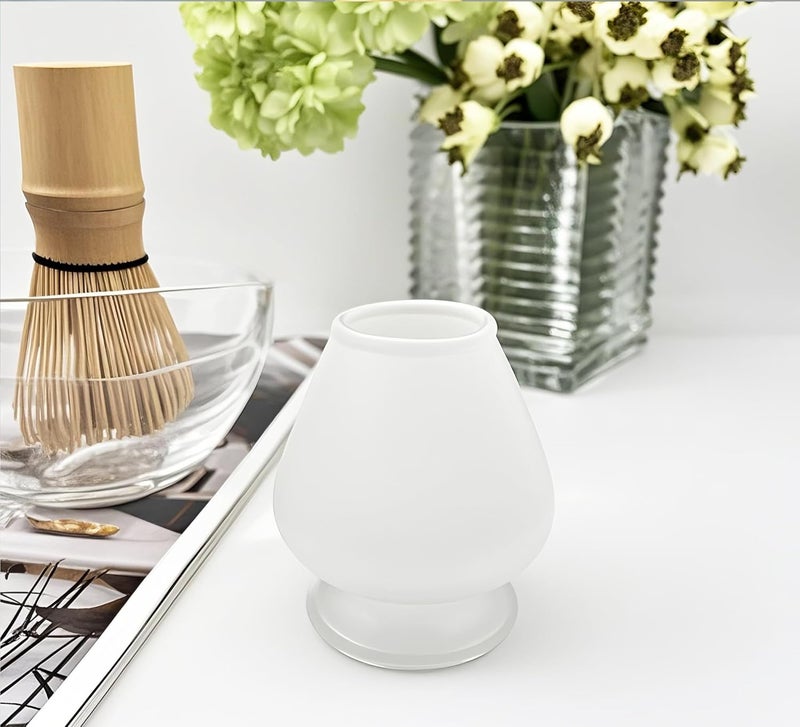 LamChyar Glass Matcha Whisk Holder, Matcha Chasen Holder, Matcha Whisk Stand for Bamboo Matcha Chasen, Matcha Set Accessories for Tea Ceremony (Frosted) - Image 5