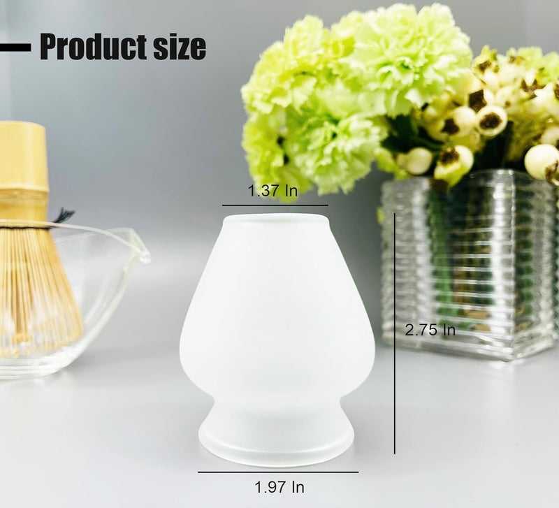 LamChyar Glass Matcha Whisk Holder, Matcha Chasen Holder, Matcha Whisk Stand for Bamboo Matcha Chasen, Matcha Set Accessories for Tea Ceremony (Frosted) - Image 2