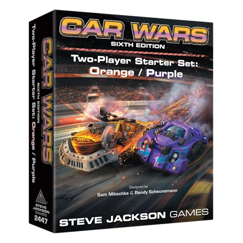 Steve Jackson Games Car Wars 2Player Starter Set OrangePurple 6th Edition Strategic Car Combat FastPaced Action Tactical Board Game Ages 14 2 Players - Image 1
