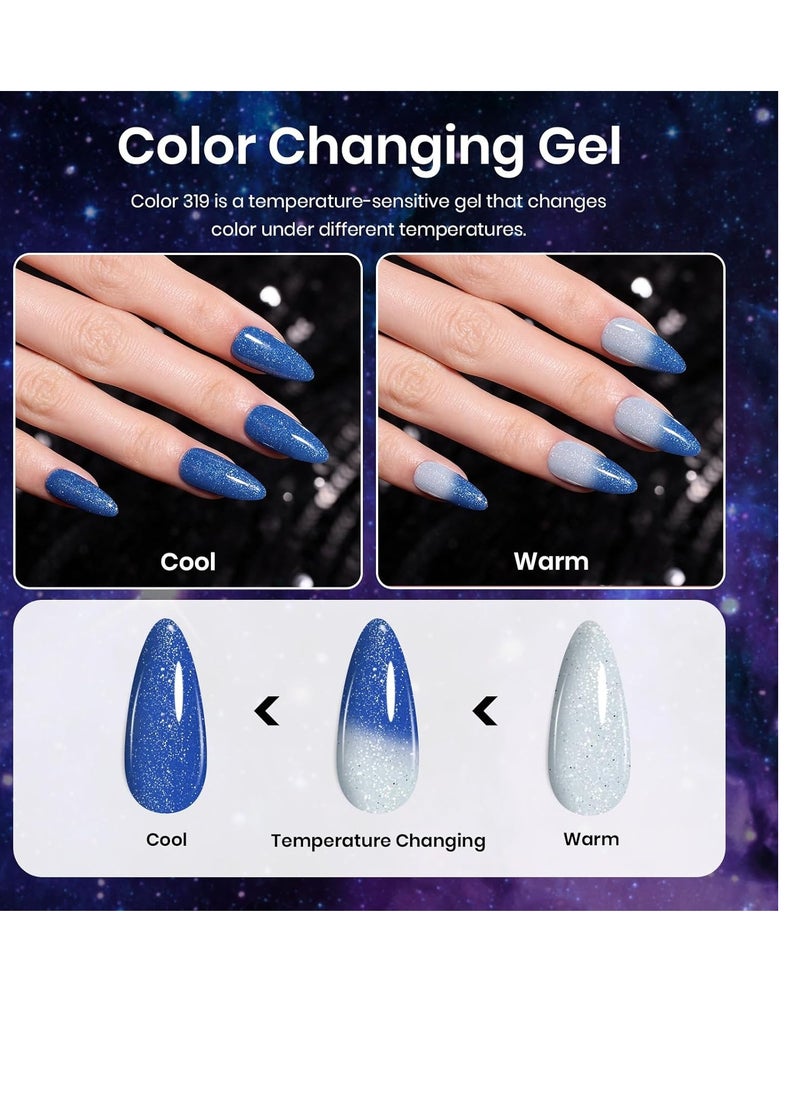 beetles Gel Polish Beetles Milky Way Glitter Gel Nail Polish Set - 6Pcs Black Purple Blue Galaxy Gel Polish Kit Soak Off UV Lamp Cat Eyes Magnet Color Changing Sparkling Phantom Chameleon Gel Gift for Women Girls  - Image 5