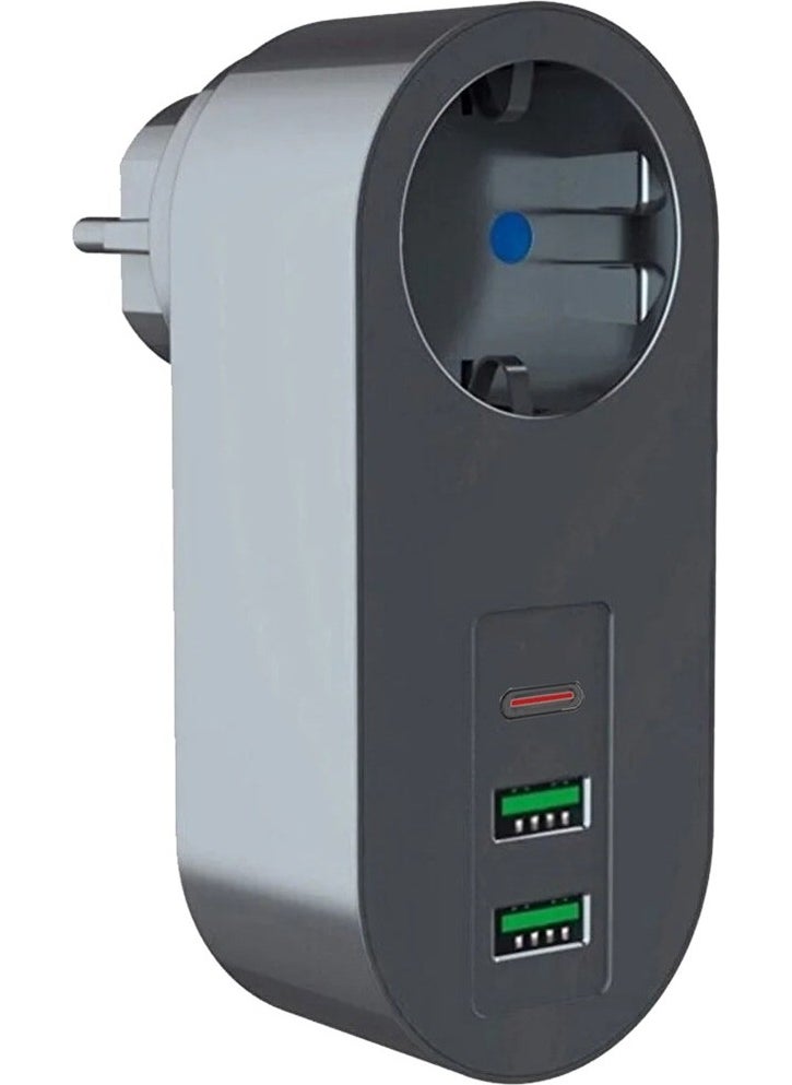 Hiqonic - 2 USB, 1 Type-C Input Single Socket with Surge Protection for Gaming Computers and Professionals - Image 1