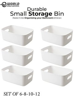 Eworld Plastic Storage Bins Multiuse Desk Cabinet Organizer with Built in Handle, Available in Set of 6, 8, 10 and 12  - Image 1