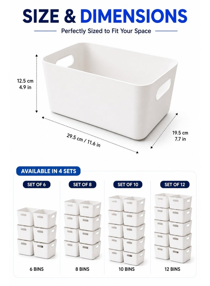 Eworld Plastic Storage Bins Multiuse Desk Cabinet Organizer with Built in Handle, Available in Set of 6, 8, 10 and 12 - Image 2