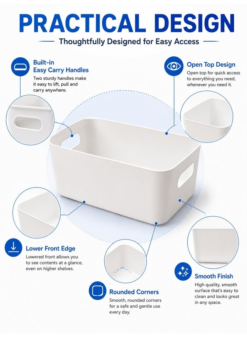 Eworld Plastic Storage Bins Multiuse Desk Cabinet Organizer with Built in Handle, Available in Set of 6, 8, 10 and 12 - Image 3