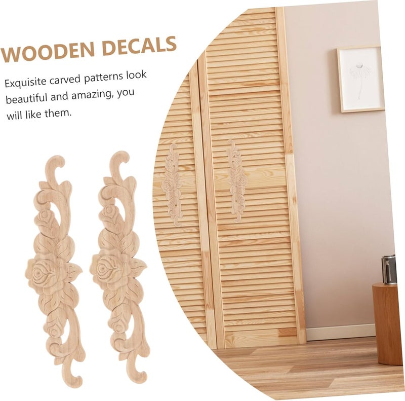 IMIKEYA 2pcs Decorative Decal Door Wood Carving Rose Petal Patterns for Living Room - Image 5