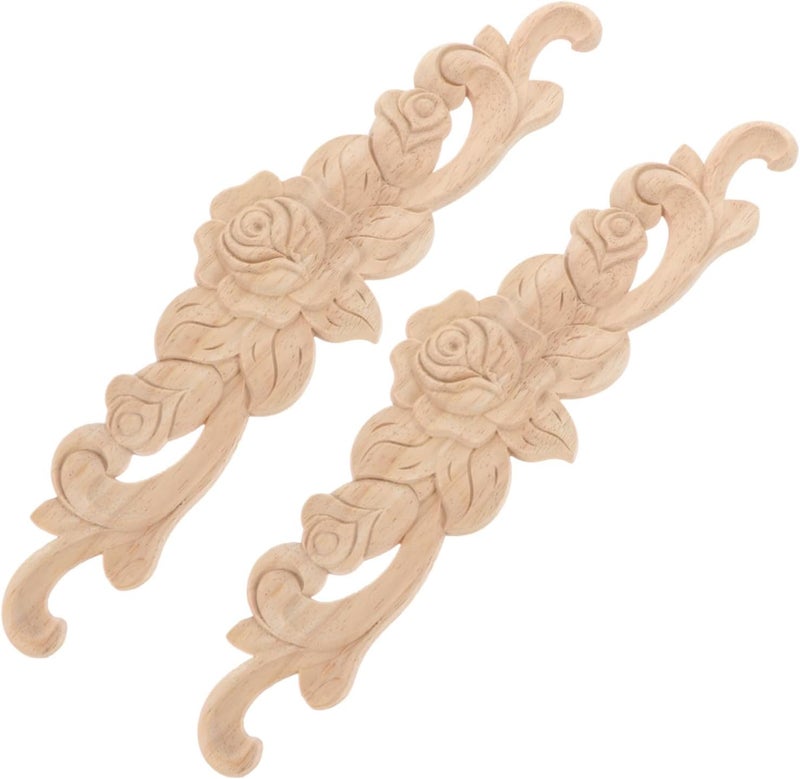 IMIKEYA 2pcs Decorative Decal Door Wood Carving Rose Petal Patterns for Living Room - Image 1