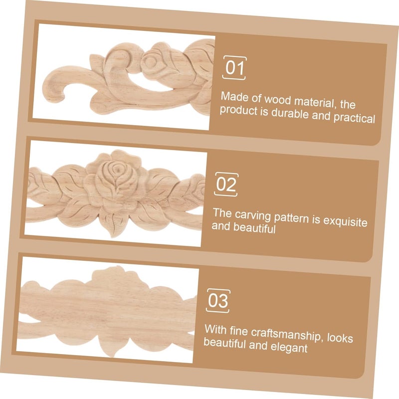 IMIKEYA 2pcs Decorative Decal Door Wood Carving Rose Petal Patterns for Living Room - Image 3