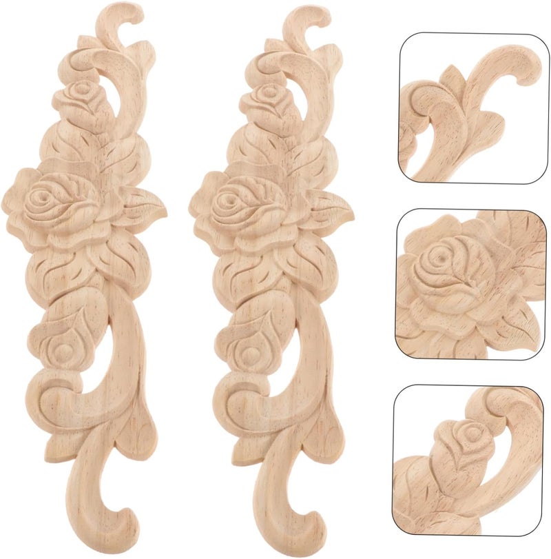 IMIKEYA 2pcs Decorative Decal Door Wood Carving Rose Petal Patterns for Living Room - Image 4