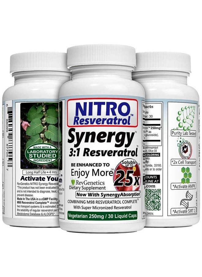 REVGENETICS - Nitro Synergy Resveratrol (Nitro250) with Up to 25x Solubility - Image 1