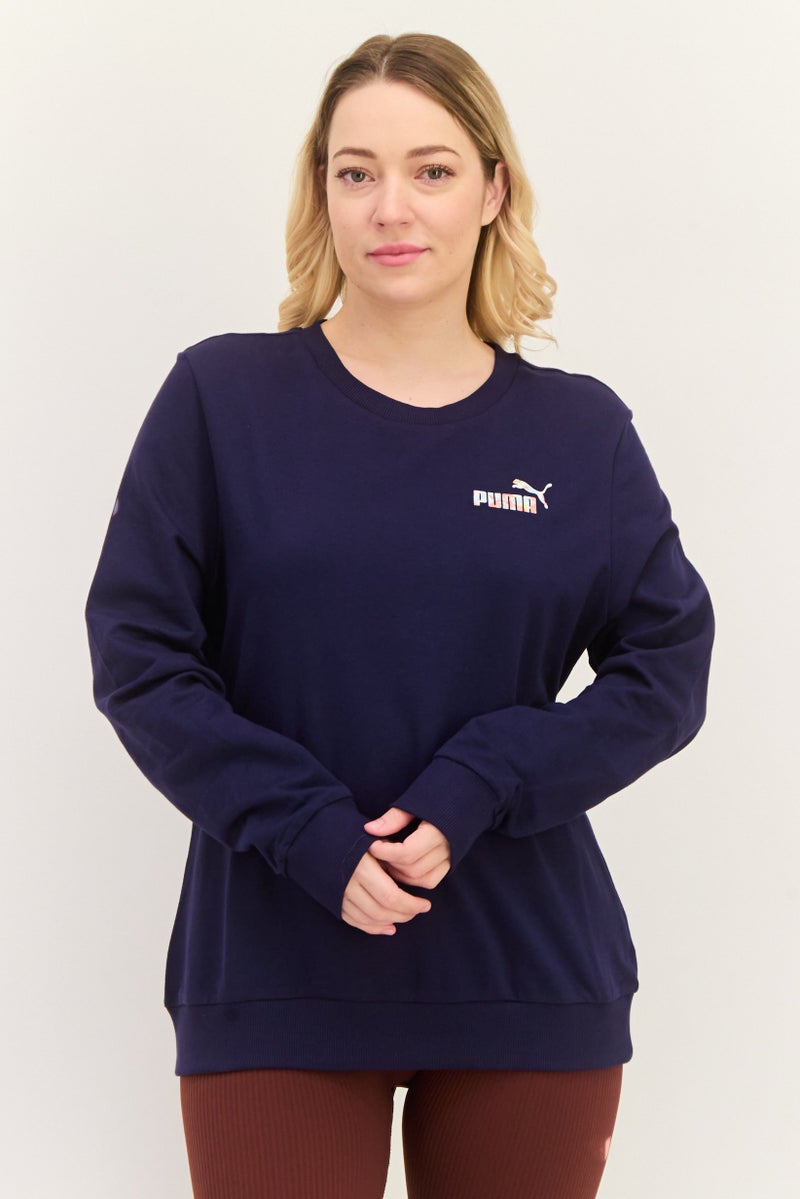 PUMA ملابس رياضية نسائية بأكمام طويلة مناسبة، خارجية، سويت شيرت، كحلي - Image 1