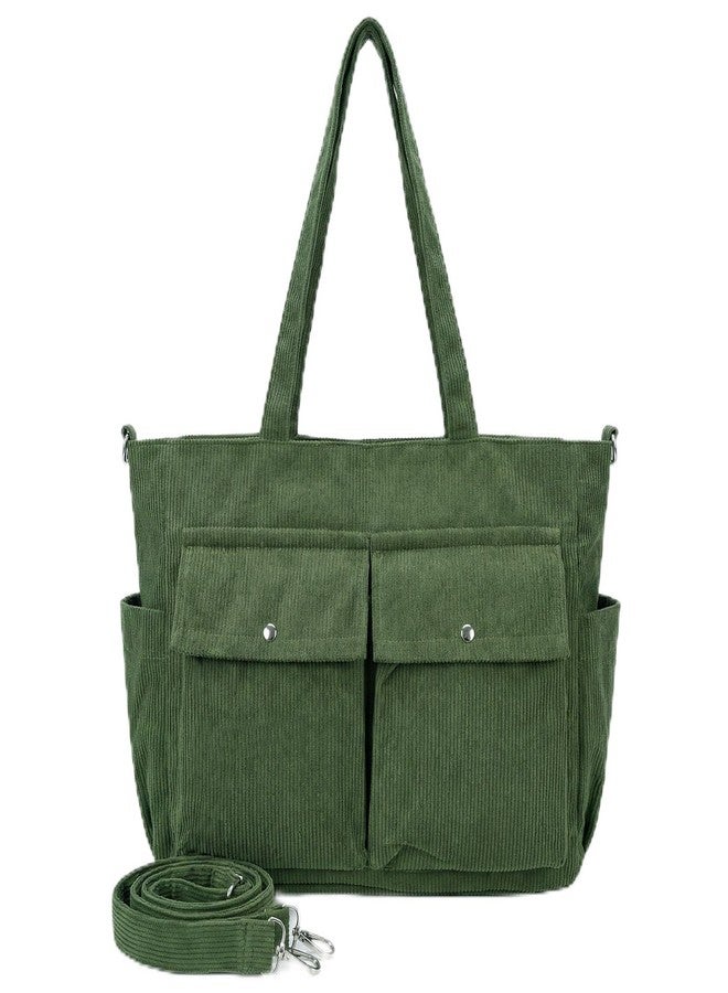 VODIU Corduroy Tote Bag for Women Casual Large Capacity Shoulder Handbag with Zipper, Womens Crossbody Bags with Pockets - Image 1