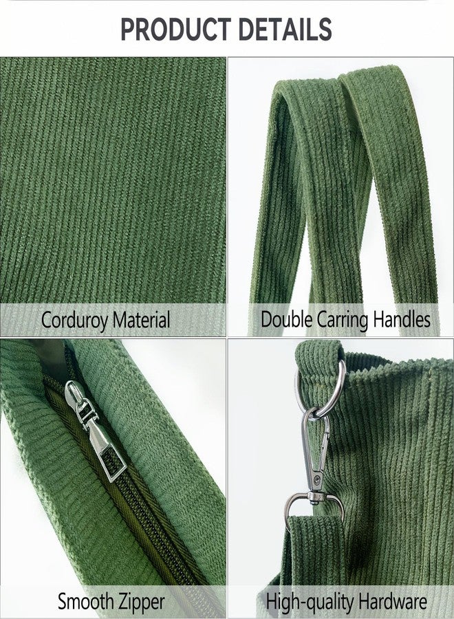 VODIU Corduroy Tote Bag for Women Casual Large Capacity Shoulder Handbag with Zipper, Womens Crossbody Bags with Pockets - Image 5