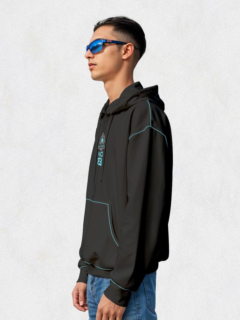 crazymonk Men's Cotton Printed Full Sleeve Oversized Kaiju No.8 Hoodie - Black - S Size - Image 3