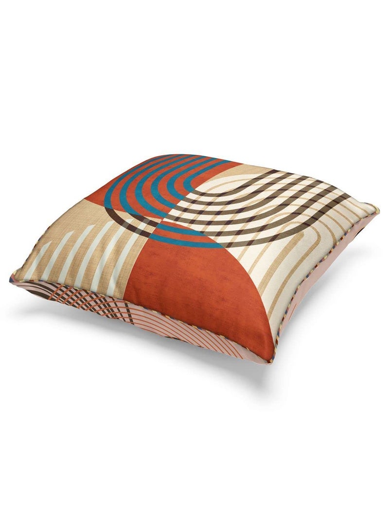 BIANCA Designer Reversible Printed Silk Linen Cushion Covers -2pc 16 X16 Set (Suzane) | with Contrast Front & Back Digital Print | - Hidden Zipper Floral-Geometric-Earthy/Beige - Image 4