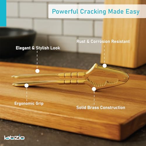 LABZIO Premium Brass Nut Cracker | Heavy Duty Nutcracker Tool for Almonds, Walnuts, Pistachios & Dry Fruits | Strong, Durable & Easy to Use Nut Cracking Tool for Kitchen & Home - Image 3