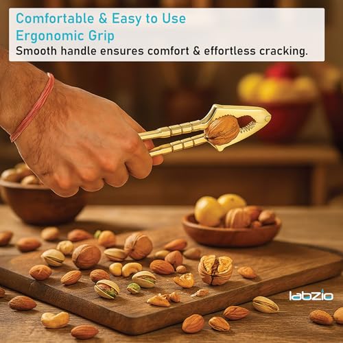 LABZIO Premium Brass Nut Cracker | Heavy Duty Nutcracker Tool for Almonds, Walnuts, Pistachios & Dry Fruits | Strong, Durable & Easy to Use Nut Cracking Tool for Kitchen & Home - Image 5