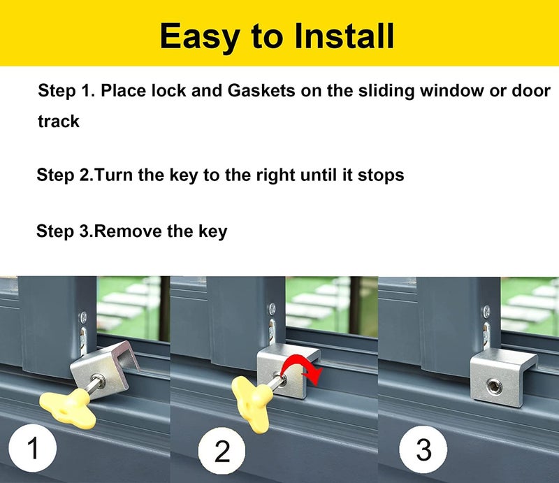 DIOXIT Dioxit 8 Sets Adjustable Sliding Window Locks Aluminum Alloy Window Door Frame Security Locks with Key for Home and Office SingleLock 8 Sets  - Image 4