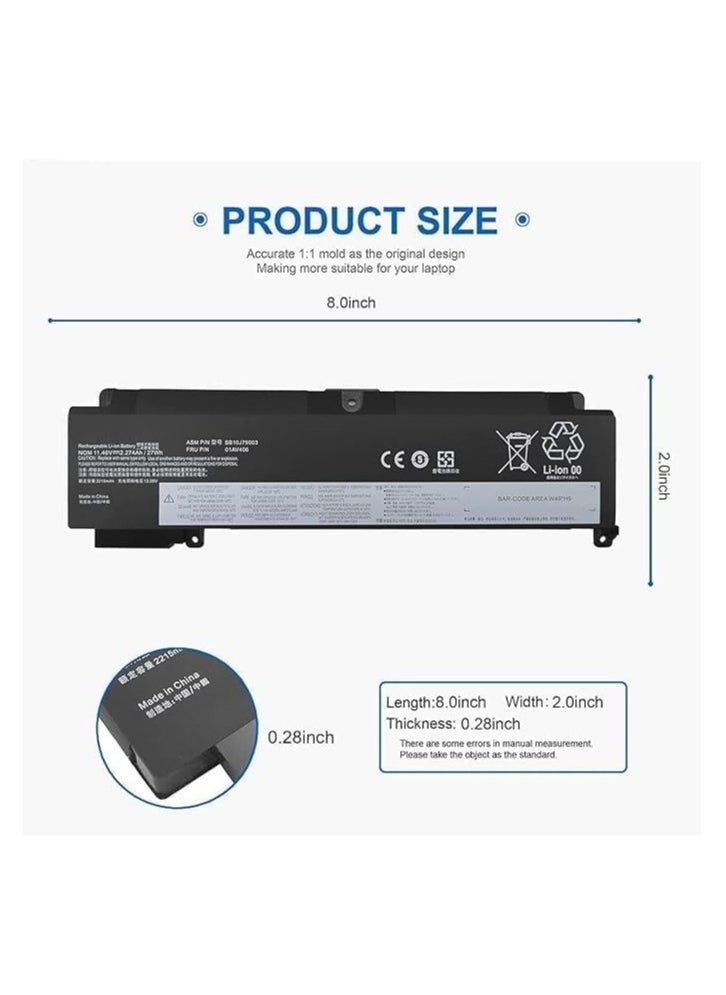 Max Power New 01AV406 Battery for Lenovo ThinkPad T460S T470S Series SB10J79003 01AV405 01AV462 00HW024 00HW025 00HW038 01AV407 01AV408 SB10J79002 L16 M3P73 SB10K97605 SB10F46462 SB10F46463 11.46V 27Wh  - Image 3