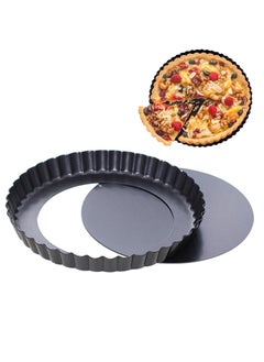 Quiche Pan, 8.7 Inch with Removable Bottom Fluted Tart Pan, Mini Tart Tins for Baking, Nonstick Round Tart Pie Pan, Pie Dish for Mousse Cakes, Kitchen Reusable Baking Tools (8 Inch)