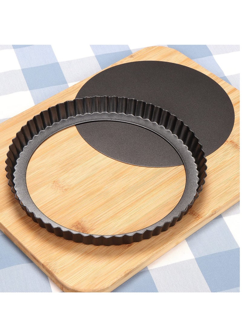 SYOSI - Quiche Pan, 8.7 Inch with Removable Bottom Fluted Tart Pan, Mini Tart Tins for Baking, Nonstick Round Tart Pie Pan, Pie Dish for Mousse Cakes, Kitchen Reusable Baking Tools (8 Inch) - Image 1