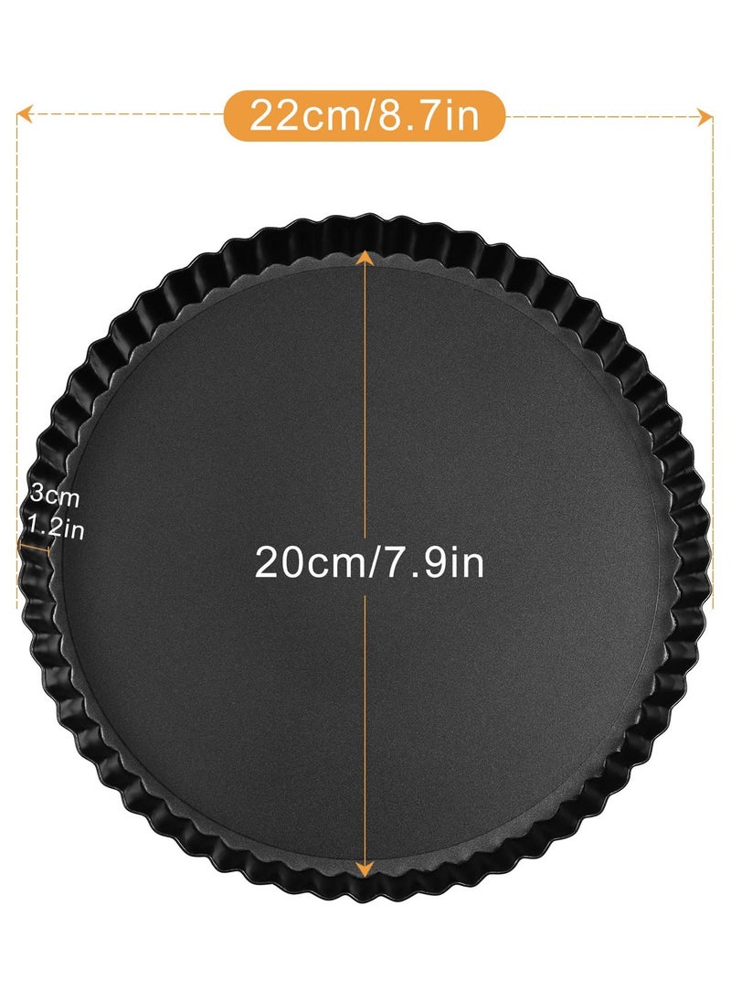 SYOSI - Quiche Pan, 8.7 Inch with Removable Bottom Fluted Tart Pan, Mini Tart Tins for Baking, Nonstick Round Tart Pie Pan, Pie Dish for Mousse Cakes, Kitchen Reusable Baking Tools (8 Inch) - Image 1