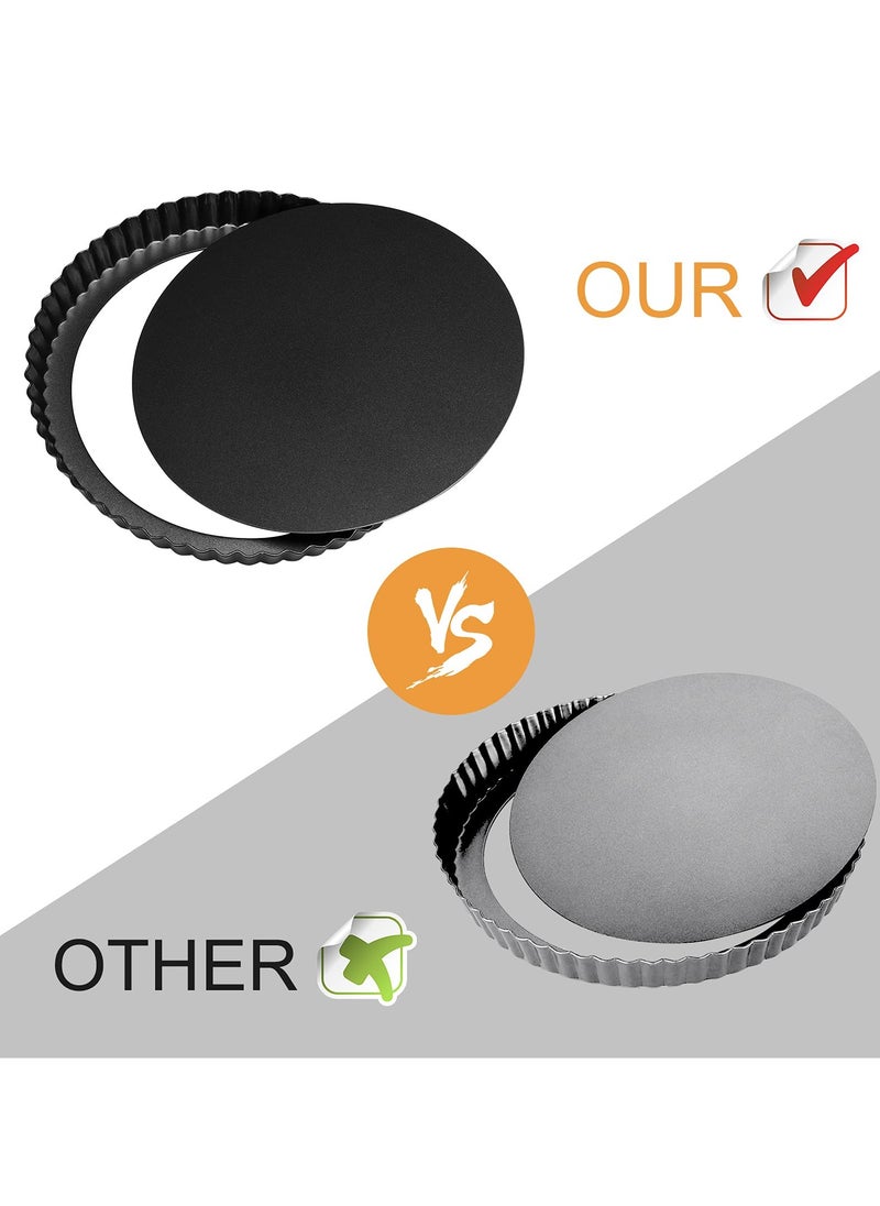SYOSI - Quiche Pan, 8.7 Inch with Removable Bottom Fluted Tart Pan, Mini Tart Tins for Baking, Nonstick Round Tart Pie Pan, Pie Dish for Mousse Cakes, Kitchen Reusable Baking Tools (8 Inch) - Image 1
