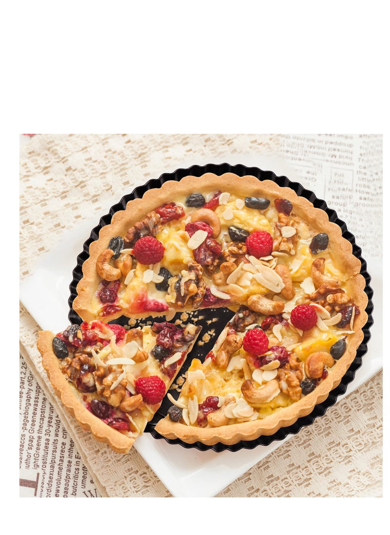SYOSI - Quiche Pan, 8.7 Inch with Removable Bottom Fluted Tart Pan, Mini Tart Tins for Baking, Nonstick Round Tart Pie Pan, Pie Dish for Mousse Cakes, Kitchen Reusable Baking Tools (8 Inch) - Image 1