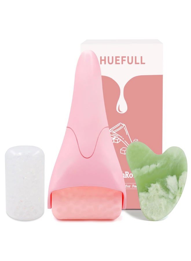 huefull Ice Roller for Face with 2 Rollers and Gua Sha Facial Tools, Face Roller for Self Care, Guasha Tool for Face, Puffiness Relief, Skin Care Gifts for Woman Men, Self Care Gifts - Image 1