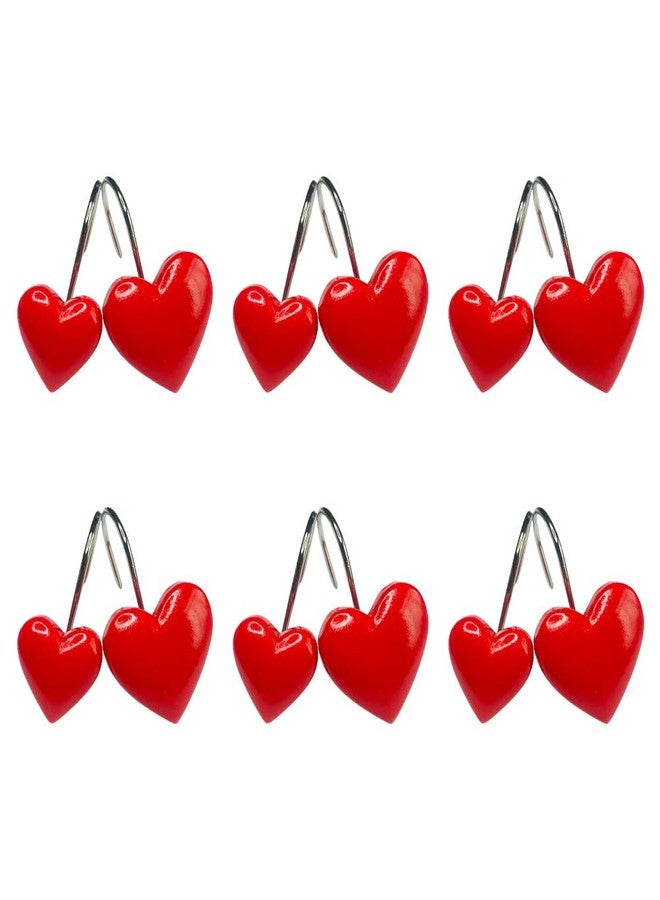 Twofishes Valentine Gift Lovely Heart-Shaped Shower Curtain Hooks S/12 Anti Rust Heart Shower Curtain Hooks Pack of 12 Decorative Heart Resin Shower Curtain Rings Set of 12 - Image 3