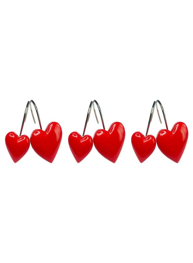 Twofishes Valentine Gift Lovely Heart-Shaped Shower Curtain Hooks S/12 Anti Rust Heart Shower Curtain Hooks Pack of 12 Decorative Heart Resin Shower Curtain Rings Set of 12 - Image 4