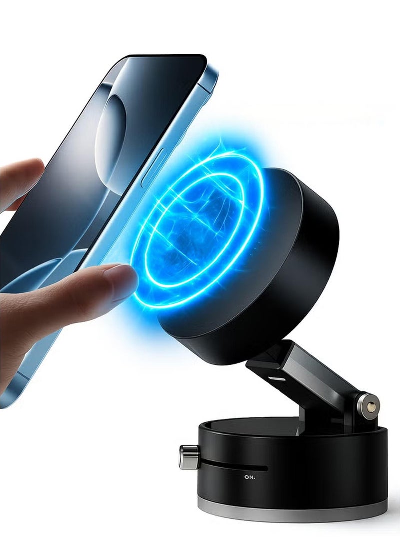 Magnetic Car Phone Holder, Suction Cup Mount, Multi-Angle Rotation, Includes Mirror Stickers, Magnetic Sheets, and Hex Wrench for Easy Installation  - Image 1