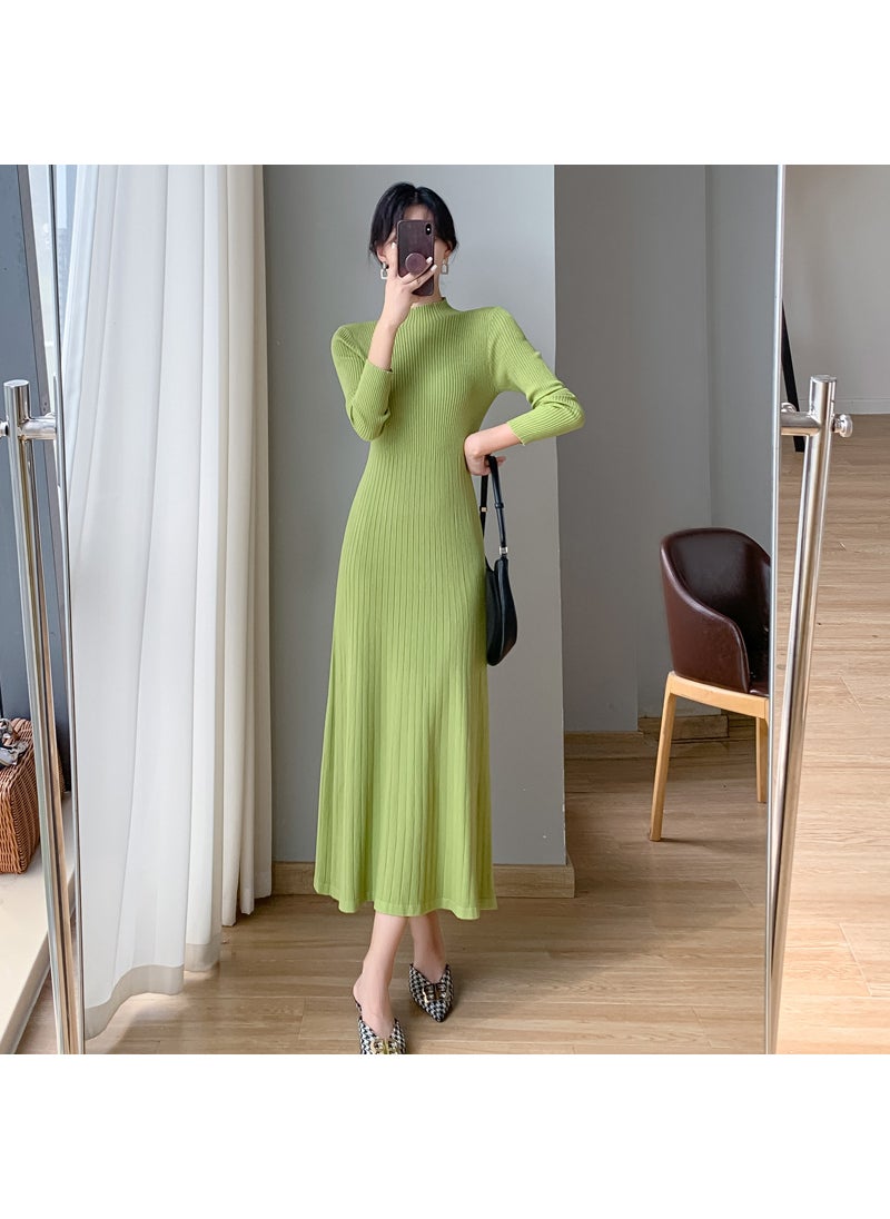 Generic 2023 Autumn/winter New Womens Medium-length Sweater Dress Overcoat Hybrid Turtle Neck Knitwear Inner Wear Base Layer Green 