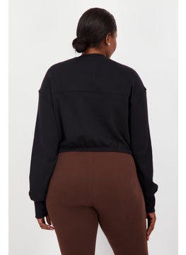 Reebok Women Plus Size V Neck Long Sleeve Outdoor Sweatshirt, Black  - Image 4