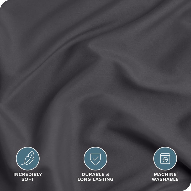 Bare Home غطاء لحاف بحجم كامل - مجموعة فاخرة 1800 سوبر ناعمة - خفيفة الوزن، تبريد - غطاء لحاف ناعم وقابل للتنفس (كامل، رمادي حديد مزور) - Image 2