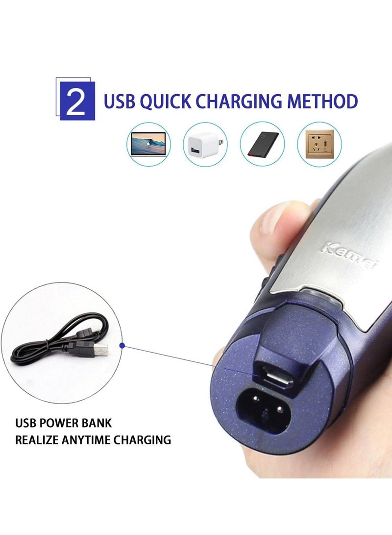 KM-5021 3 In 1 Rechargeable Trimmer & Clipper Blue/Silver 18.2 x 6 x 14cm - Image 3