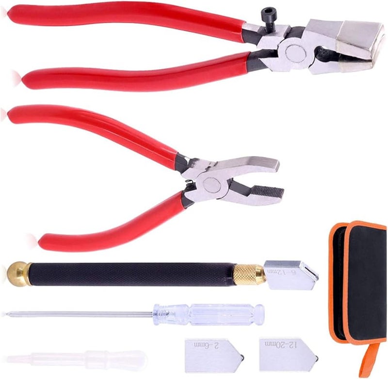 أداة قطع الزجاج المحترفة مع كماشة التشغيل وقاطعة الزجاج وكماشة التلميع لزجاج الفسيفساء الملون - Image 4